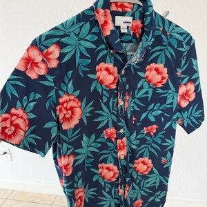 Sonoma Navy Floral Button Down Shirt